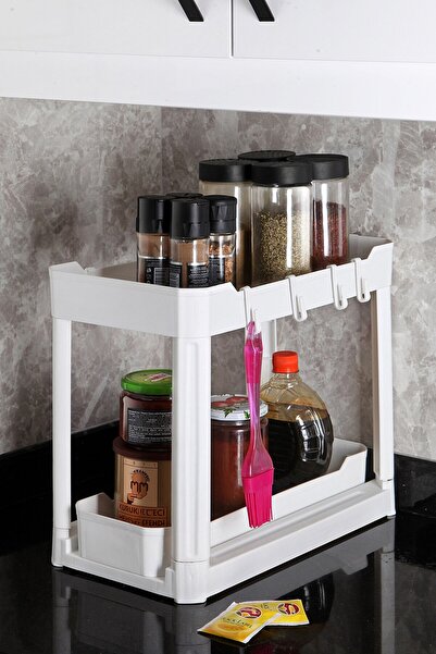 Nandy Home Two-Tier Functional Organizer – Cabinet, under Sink, Countertop White