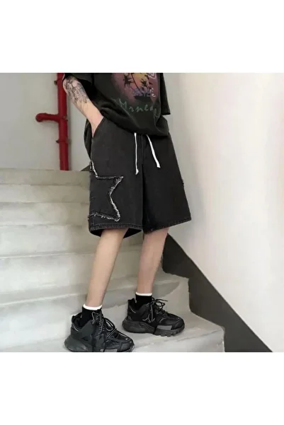 Pop Giyim Patch Star Streetwear Fashion Shorts
