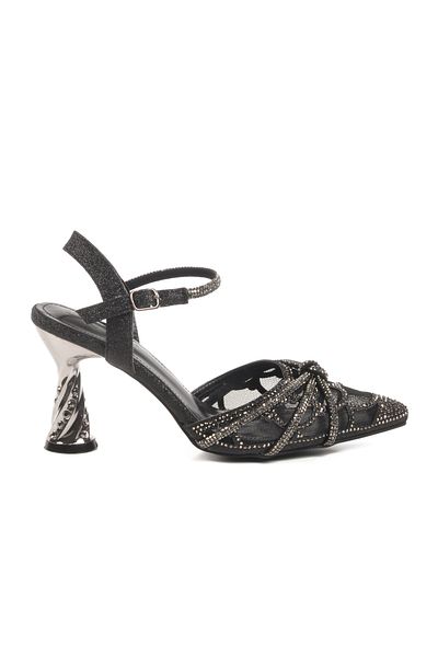 Guja Black Thin Heeled Stone Embroidered Women's Evening Dress Shoes 25Y125-1 Z
