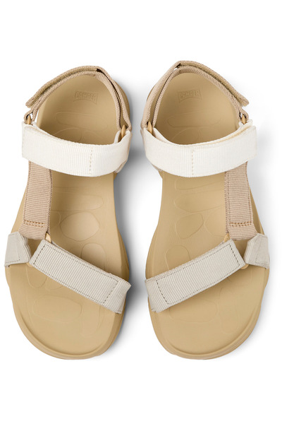 CAMPER Men's Beige Hook And Loop Sandals With Adjustable Straps, Summer Comfort, Daily Wear Karst
