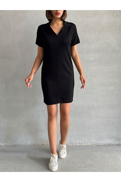 BEJNA Γυναικείο μαύρο φόρεμα Polo Neck Soft Touch