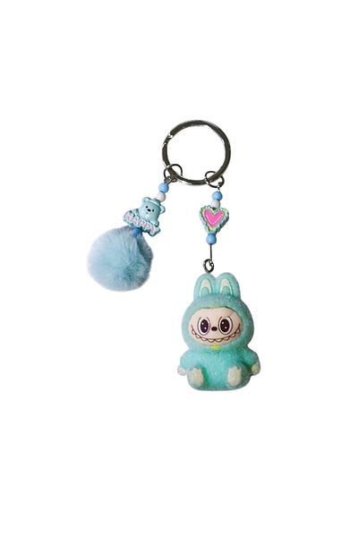 Acousticworld Cute Monsters Labubu Furry Keychain Turquoise