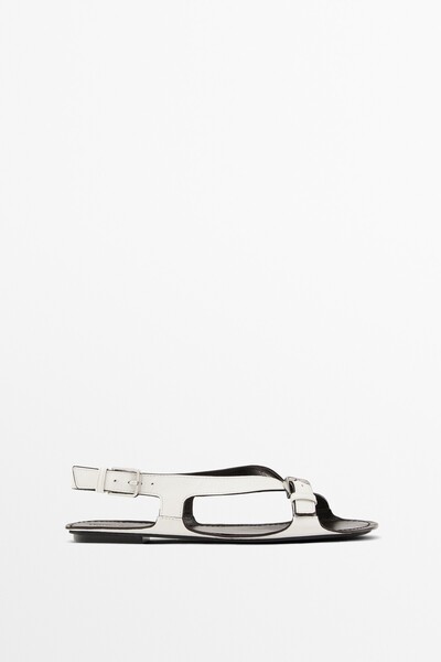 Massimo Dutti Tokalı düz deri sandalet