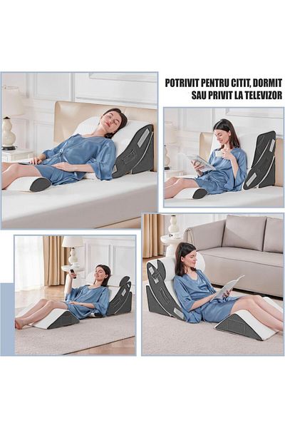 Linomag ® Set 4 Orthopedic Memory Foam Pillows, Adjustable, Support Back/neck/leg, Washable Cover
