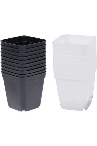 ZYFFHG Set de 20 de ghivece ZYFFHG, negru/alb, plastic, 7 x 7 x 8 cm