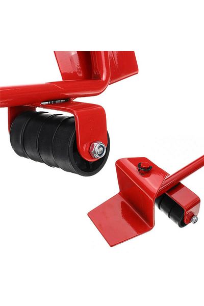 BOEM Kit de mutare mobilă, 5 piese, cu role, Greutate maximă 150 kg, Roșu