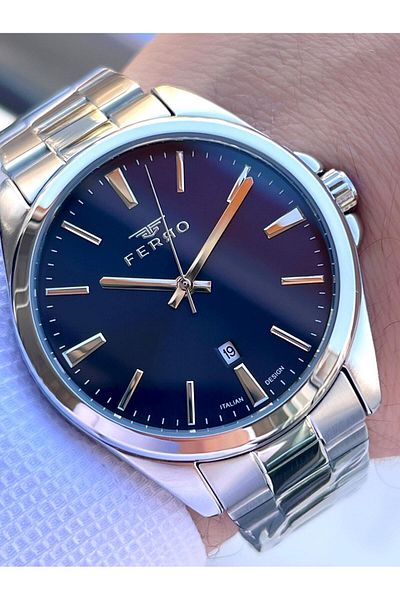 FERRO Steel Cord Engagement and Groom Watch 2 Years Warranty 3 Atm Water Resistant Men Wristwatch 11551A4