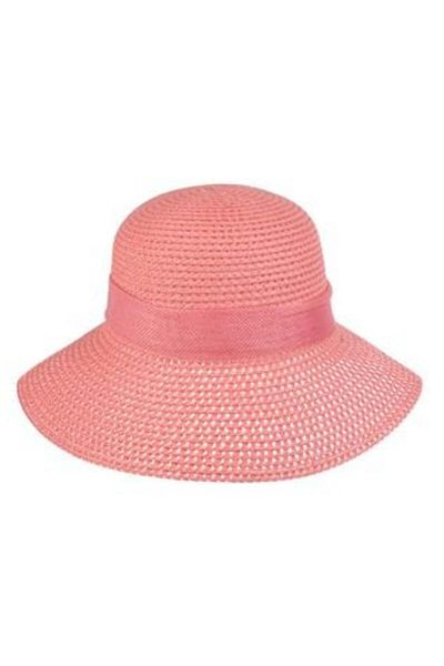 OEM Pink Perforated Hat with Ribbon for Women