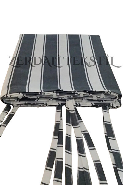 ZERDALİTEKSTİL Lüks 1.Sınıf 1.Kalite Gri-Beyaz EnxBoy Bağcıklı Balkon Perdesi