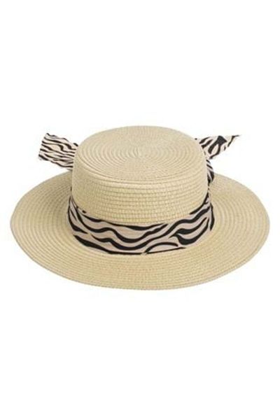 Jumbo Ecru Hat with Zebra Ribbon for Women