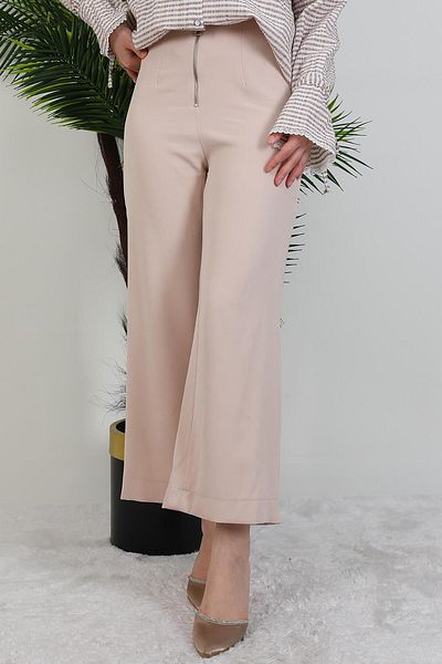 giz astore Front Zipper Trousers Beige