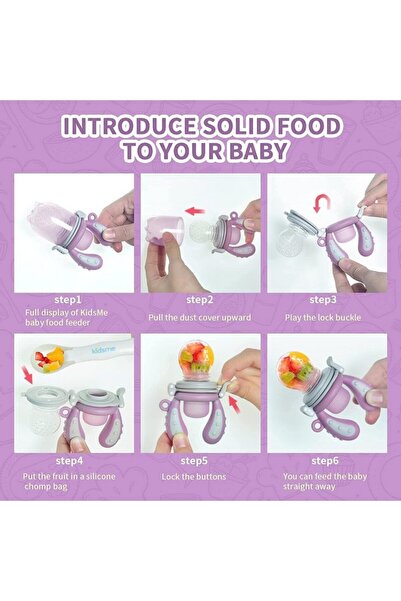 Kidsme Tetina si inel dentitie silicon cu suport hrana bebelusi FOOD FEEDER MAX, marime M, 4 luni+, KIDSME