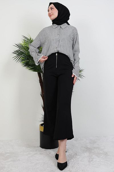 giz astore Front Zipper Trousers Black