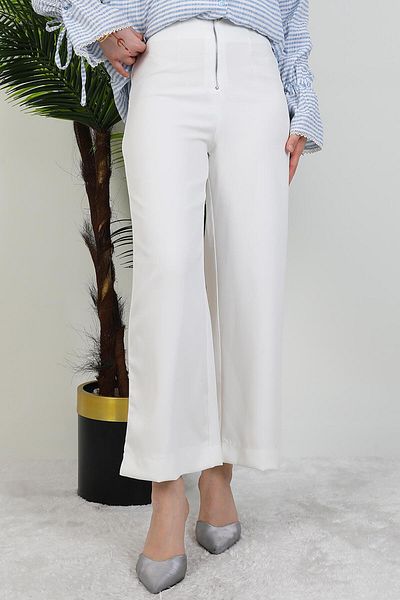 giz astore Front Zipper Trousers White