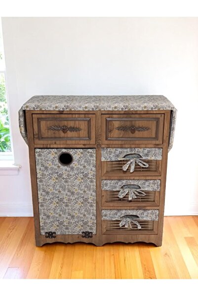 woodluck Ahşap Kirli Sepetli Çekmeceli Açılır Kapanır Makaslı Ütü Masası (Atlantik Çam)