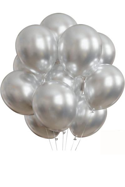 ELGALA Balloon Shiny Metallic Helium Balloon 10 Pieces Silver Color