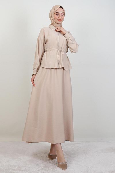 giz astore Zippered Skirt Suit Cream