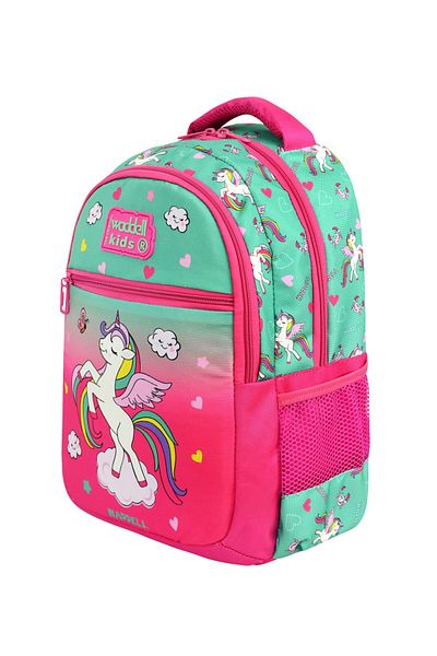 Waddell Rucsac pentru școală primară cu tematică unicorn cu licență, cutie termică pentru prânz și suport pentru stilou