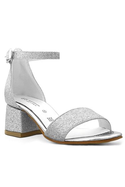 hapshoe Pantofi de seară cu toc pentru fete Lilo Glitter argintiu cu o singură curea