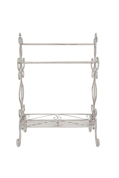 Clayre & Eef Suport prosoape Elisabeth, Clayre & Eef, fier forjat, alb antic, 65 cm x 40 cm x 92 h