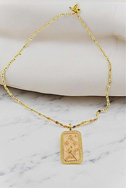 Raneel Kazançlı Alışveriş Sagittarius Zodiac Sign Gold Color Plated Steel Nec...