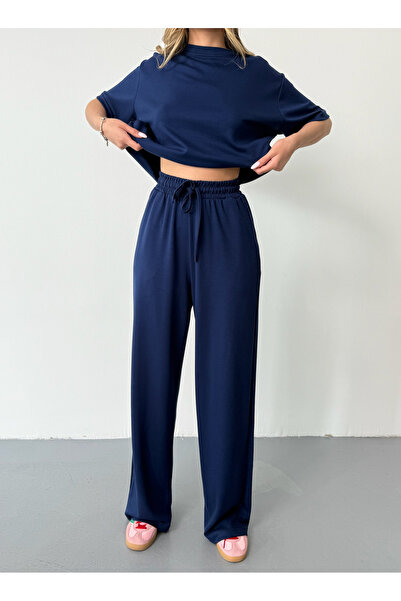 BEJNA Női sötétkék modális rövid ujjú, puha tapintású sportkészlet