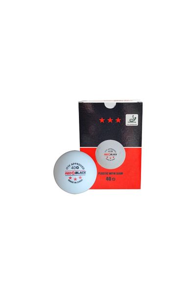 Red Plus Black Professional 3-Star Table Tennis Balls 40+, Red & Black, Box of 6