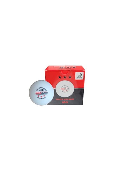 Red Plus Black Professional 3-Star Table Tennis Balls 40+, Red & Black, Box of 4
