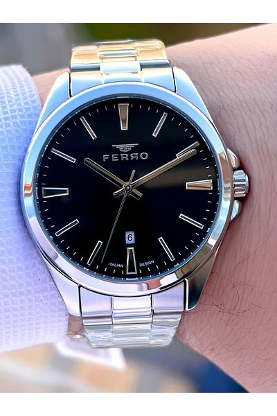 FERRO Steel Cord Engagement and Groom Watch 2 Years Warranty 3 Atm Water Resistant Men Wristwatch 11551A1