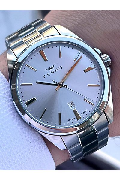 FERRO Steel Cord Engagement and Groom Watch 2 Years Warranty 3 Atm Water Resistant Men Wristwatch 11551A3