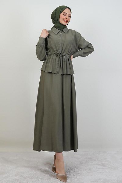 giz astore Zippered Skirt Suit Light Khaki