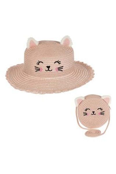 OEM Set Hat & Bag with Pink Cat Ears for Kids