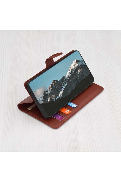 SKYDDAR INNOVATION Case for Samsung Galaxy A06, Leather Folio, Book, Inner Wallet, Premium Finishes, Brown, sticker set