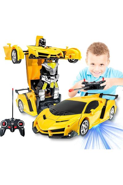 Yelajoy Remote Control Stunt Car, With 2.4GHz Remote Control, 3 Rechargeable Battery, for 3+, Yellow