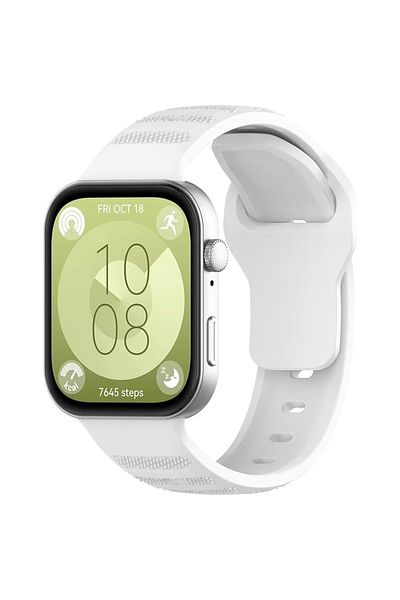 REDz Accessories Curea textură cu puncte, sport, Huawei Watch Fit 3, reglabilă, silicon moale, albă