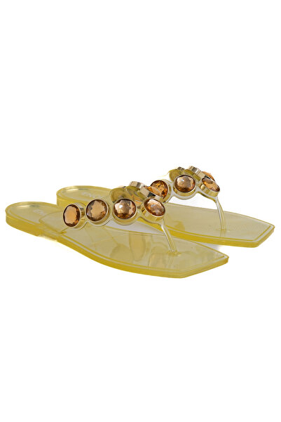 Enodia J-9001-1 Mykonos Bal Sarısı Jelly Parmak Arası Taşlı Terlik – Kadın Yazlık