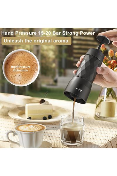 BioloMix New Manual Portable Coffee Maker, 18Bar Espresso Machine, for Coffee Brew And Milk Foamer (Black)