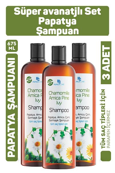 Seddar Collection Hunca Care Chamomile Shampoo 675 ml 3 Pieces