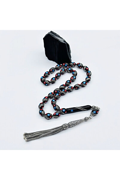 tesbihpasaji Renkli Çeşmi Bülbül İşlemeli Erzurum Oltu Taşı Tesbih