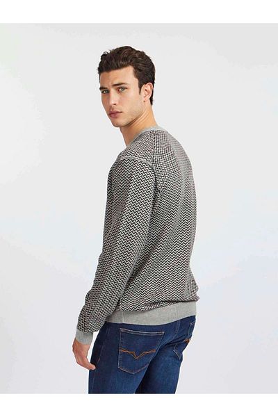 Guess M1Yr64Z2Uz0F9Ys Crew Neck Regular Fit Plain Gray Men's Sweater