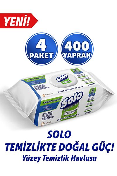 Solo Surface Cleaner Towel Eucalyptus Glass Breeze 100Pcs 4 Pieces