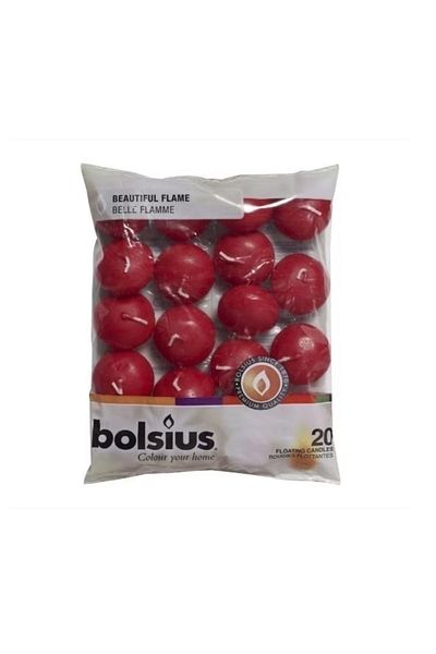 Bolsius Lumânări Plutitoare, Lumânări Plutitoare cu Apă 30/45 Mm 20 ​​Bucăți, 4,5h - Red