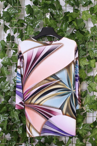 YXL COLLECTION Γυναικεία μπλούζα μεγάλου μεγέθους Lycra Stone με μικτό σχέδιο με μανίκια τριών τετάρτων (4 εποχών)