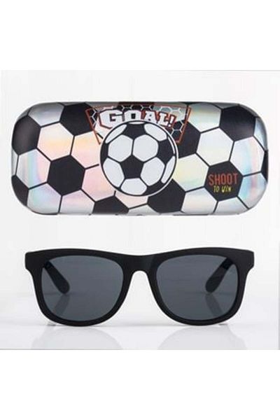 OEM Set ochelari de soare cu ramă neagră și carcasă argintie cu model de fotbal pentru copii