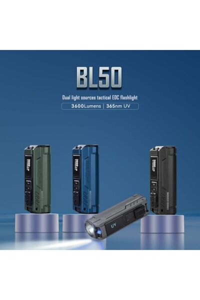 imalent BL50 Rechargeable EDC Flashlight 3600 Lumens, UV Light and White LED, High Lumens Portable F