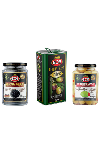 Ece GEMLİK KURU SELE 1000 CC/ECE BİBER DOLGULU YEŞİL ZEYTİN 1000 CC/3 LT ECE ...