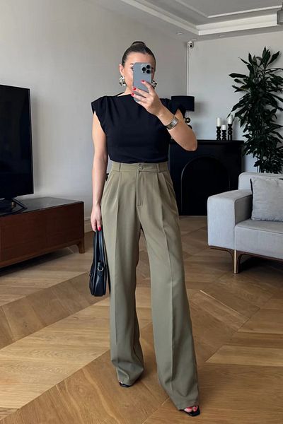 Tuba Butik High Waist Palazzo Women's Trousers