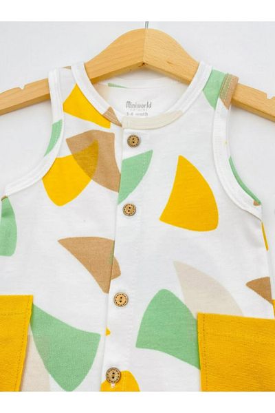 Miniword Colorful Figured Buttoned Baby Jumpsuit