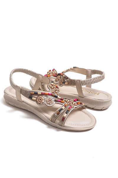 StWenn Beaded Stone Comfort Daily Stone Women's Sandals with Elastic Back