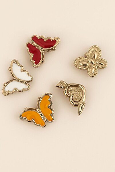 Crocs TERLİK VE ÇANTA SÜSÜ GOLD KIRMIZI BEYAZ ORANGE KELEBEK VE KALPLİ KUŞ KANATLARI